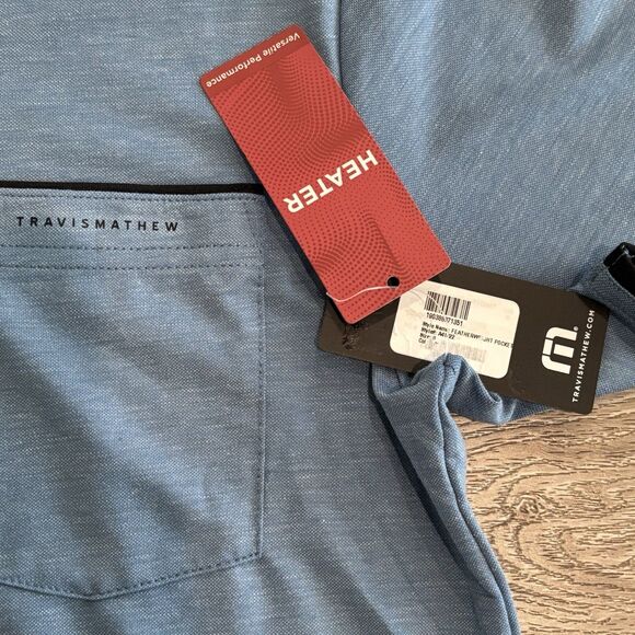 Travis Mathew Heater Golf Polo Mens Small Blue Featherweight Preppy Casual NWT - Picture 4 of 6